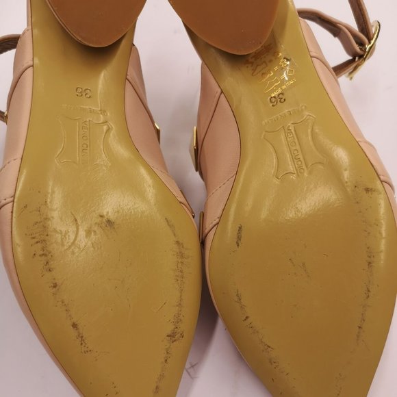 OVYE' By CRISTINA LUCCHI Leather T-Strap Shoes EU 36 US 6 Studded - Picture 3 of 4